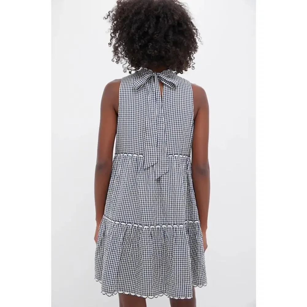POMANDER PLACE Navy Gingham Morgan Dress Size L NWT Retail $128 Tuckernuck